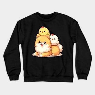 Cute chicks on a Pomeranian Crewneck Sweatshirt